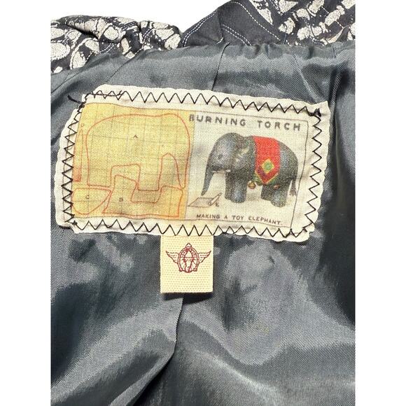 Burning Torch Cropped Blazer Jacket Women Med Artsy Boho Event Statement Collar - Picture 10 of 12